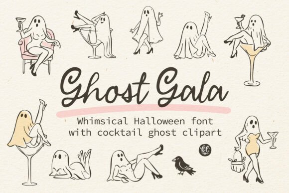 Ghost Gala: A Whimsical Halloween Font for Cocktail-Themed Designs